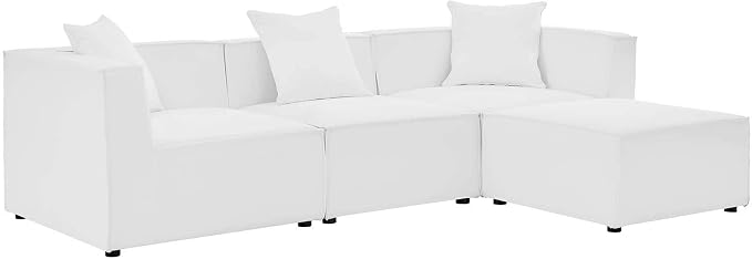 Modway EEI-4380-WHI Saybrook Patio Upholstered 4-Piece Sectional Sofa in White