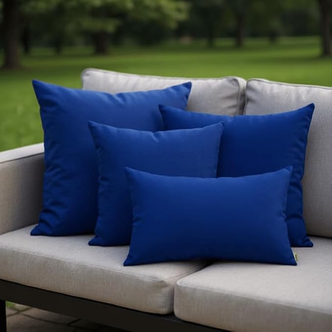 RSH DECOR: Sunbrella Square Throw Pillows Set of 4 | 17" x 17" | Water and Fade-Resistant Performance Fabric | Outdoor Pillow Covers with Down-Alternative Inserts | Made in USA (Cast Shale Brown)