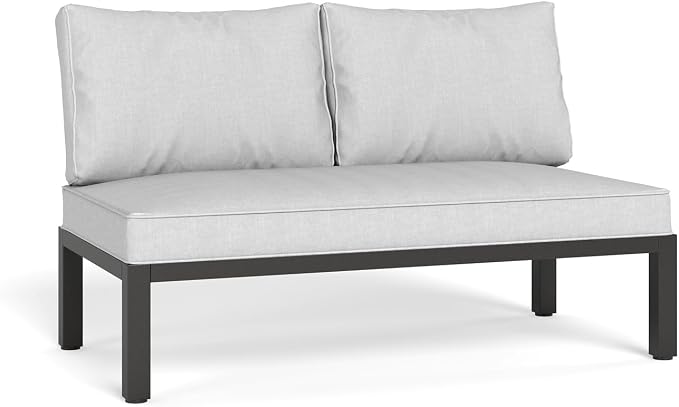 MFSTUDIO 2 Seat Patio Loveseat with Cushion, Outdoor Metal Frame Patio Sofa Conversation Set with Removable Cushion for Backyard,Garden,Deck