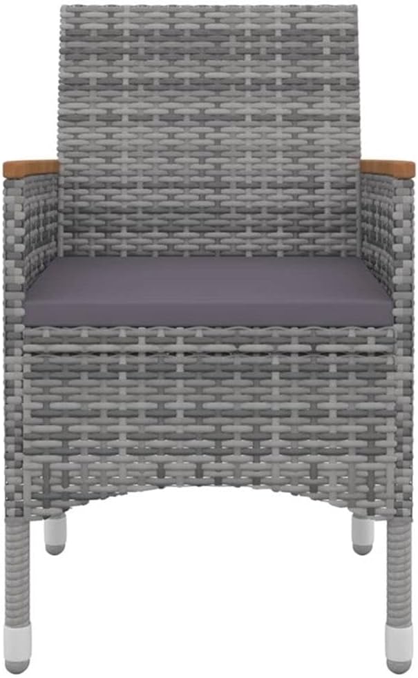 BOWERY HILL 5-Piece Contemporary Patio Dining Set, PE Rattan and Powder-Coated Steel, Gray and Dark Gray/Black Finish, Cushioned Seats, Weather-Resistant Design, Outdoor Furniture for Garden or