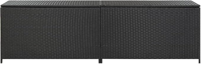 Outdoor Rattan Wicker Garden Storage Box, Patio Deck Storage Box, Patio Storage Container for Indoor, Patio Furniture Cushions, Pool Supplies,Poly Rattan 78.7"x19.6"x23.6" Black,-233