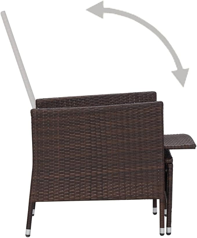 3 Piece Garden Lounge Set with Cushions, Brown Poly Rattan Outdoor Patio Chairs for Balcony and Terrace, 2 Armchairs and 1 Matching Piece Conversation Set