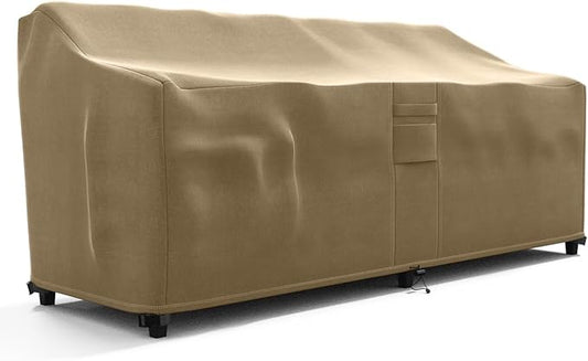 KHOMO GEAR Outdoor Couch Cover Patio Furniture Covers Waterproof Loveseat Cover Sofa Lounge Cover - Brown (88” x 32.5”x 33”)