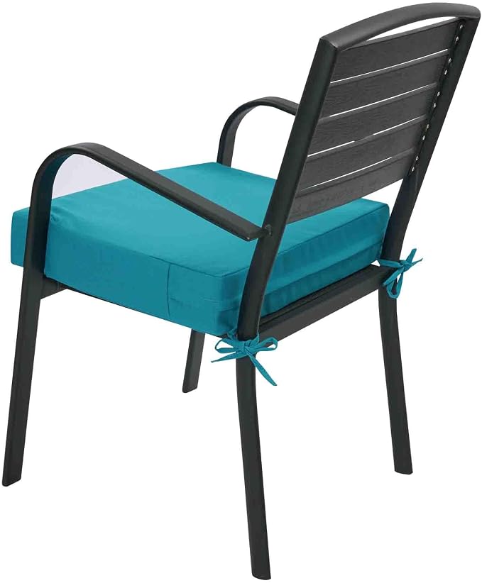 Magpie Fabrics Indoor Outdoor Cushion Cover Replacement 2 Pack, NO Insert! Water Repellent Slipcover with Ties Decor for Patio Garden Chair Sofa Bench Wicker(Teal Blue, 22x20x4 Inch)
