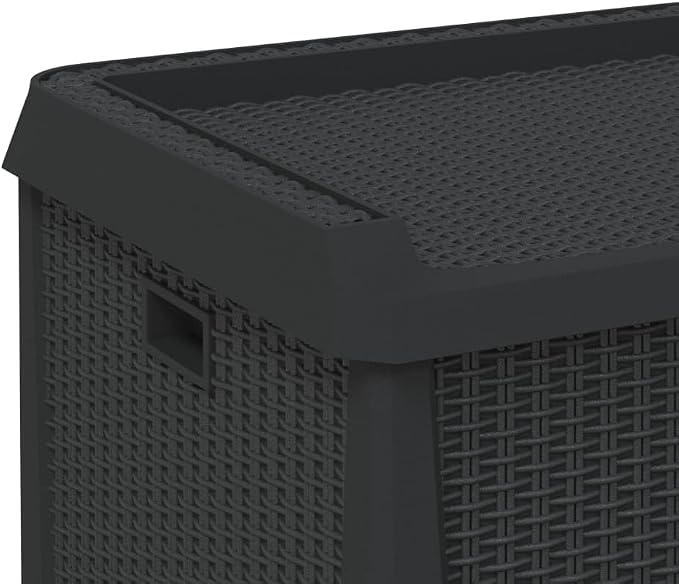 Anthracite Garden Storage Box 33 Gal Capacity Outdoor Organizer with Hydraulic Lid, Weather-Resistant Polypropylene Rectangular Design for Patio Balcony Deck