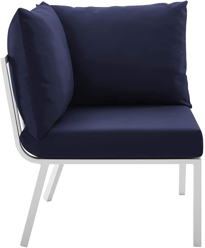 Modway Riverside 5 Piece Outdoor Patio Aluminum Set in White Navy