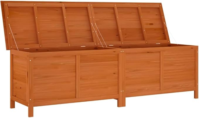 Gardening Supplies patio storage box Deck boxes Patio Storage Box Brown 78.1"x19.7"x22.2" Solid Wood Fir