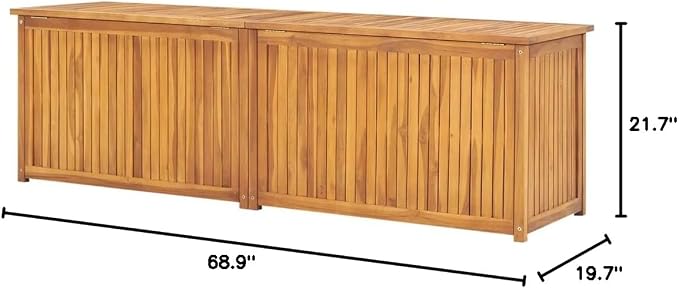 Patio Box, Delivery Boxes For Outside Deck Box Outdoor Storage Box Outdoor Storage Bench Outdoor Furniture Suitable For Patios Pool Gardens Backyard 68.9"x19.7"x21.7" Solid Wood Teak