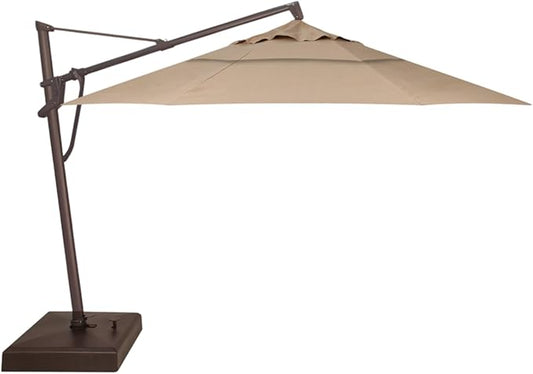 Treasure Garden AKZ PLUS Cantilever Umbrella 13' Octagonal Sunbrella Heather Beige Canopy and Bronze Frame with Rolling Base