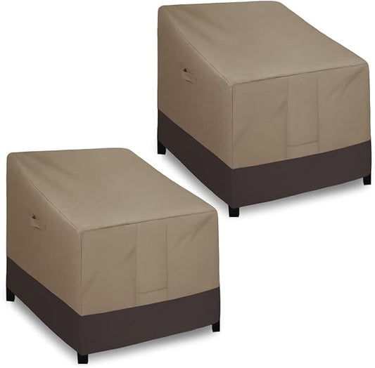 Easy-Going Outdoor Chair Cover Waterproof, Heavy Duty Patio Chair Cover, Windproof Outdoor Furniture Cover with Air Vent (2 Pack-33.5Wx40Dx36H inch, Camel/Dark Brown)