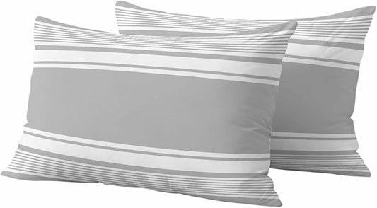 Outdoor Waterproof Throw Pillow Covers, Grey Striped Decorative Pillow Cases, Modern Color Block Farmhouse Stripes Couch Pillow Protector Patio Sofa Cushion Covers Replacement 20"x12" 2 Pack