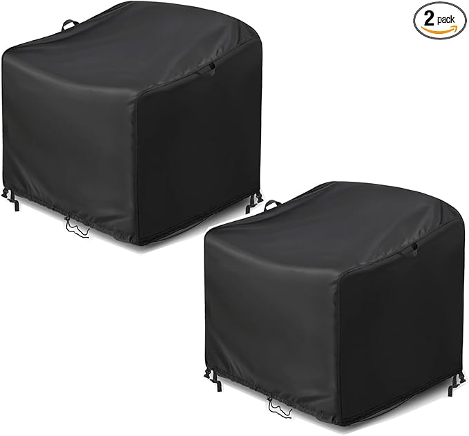 Kasla Patio Chair Cover, Waterproof Heavy Duty Cover for Outdoor Egg Rocking Chair & Papasan Rocking Chair & Rattan Wicker Chair (Black, 42"L×42"W×34"H, 2 Pack)