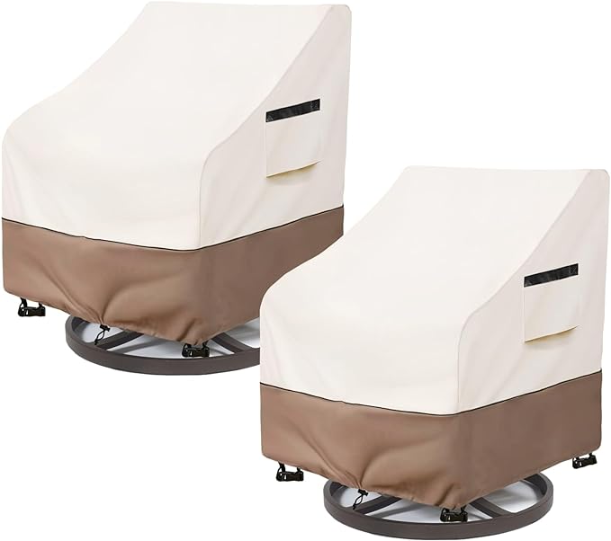 Patio Chair Covers Waterproof Heavy Duty Patio Furniture Covers, 37W x 40D x 36H Inches Swivel Outdoor Chair Cover 2 Pack (Beige)