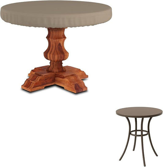 Seal Skin Covers Outdoor Round Table Top Cover, Heavy-Duty Elite PVC Waterproof & UV-Resistant Material, All-Weather Protection for Patio Furniture (Beige, 48"Dia x 4"H)
