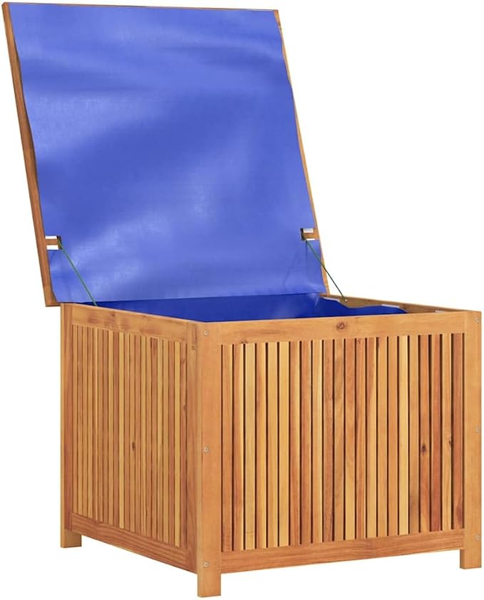 Garden Storage Box, Solid Acacia Wood Outdoor Deck Chest, 29.5x29.5x22.8 Inch Square Weather-Resistant Organizer for Patio, Cushion, and Tool Storage