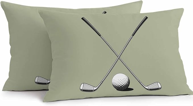 Vandarllin Outdoor Throw Pillows Covers 20x12 inch Set of 2 Waterproof Golf Ball Club Decorative Zippered Cushion Covers for Patio Furniture, Game Sports Sage Green Lumbar Pillowcases