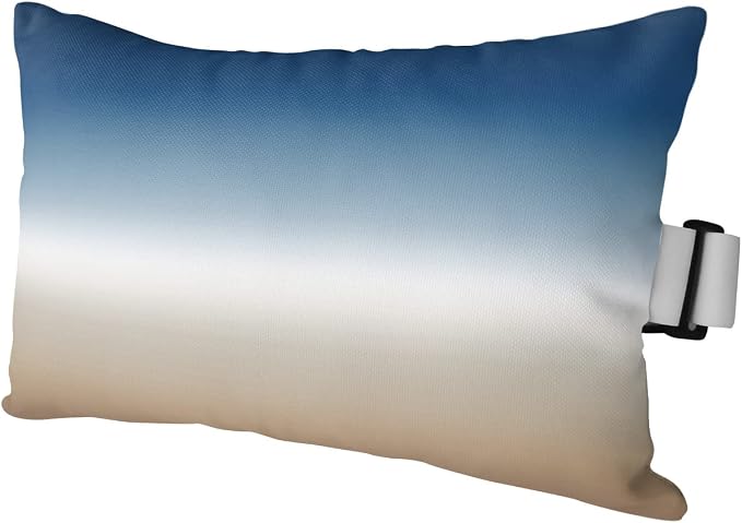Outdoor Chaise Lounge Head Pillow, Brown and Navy Blue Throw Pillow Soft Lumbar Pillows with Elastic Straps and Insert, 1 Pack Headrest Cushion for Patio Pool Beach Ombre Modern Painting 11"x16"