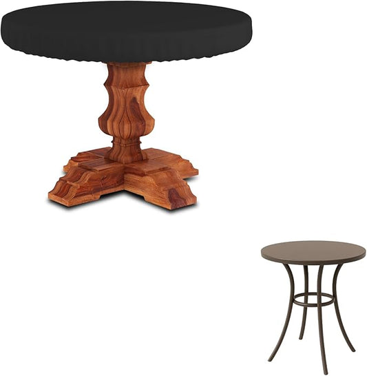 Seal Skin Covers Outdoor Round Table Top Cover, Heavy-Duty Elite PVC Waterproof & UV-Resistant Material, All-Weather Protection for Patio Furniture (Black, 36"Dia x 4"H)