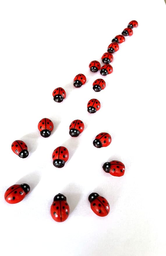 Art&Beauty 100pcs Self-Adhesive Mini Ladybugs Wooden Ladybug Shaped Sticker