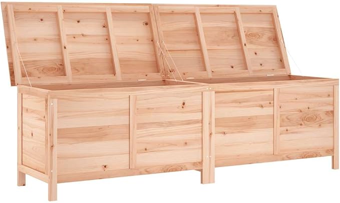 Large Wooden Outdoor Storage Box 4-Piece Set Solid Fir Wood Rustic Garden Patio Organizer with Slatted Ventilation