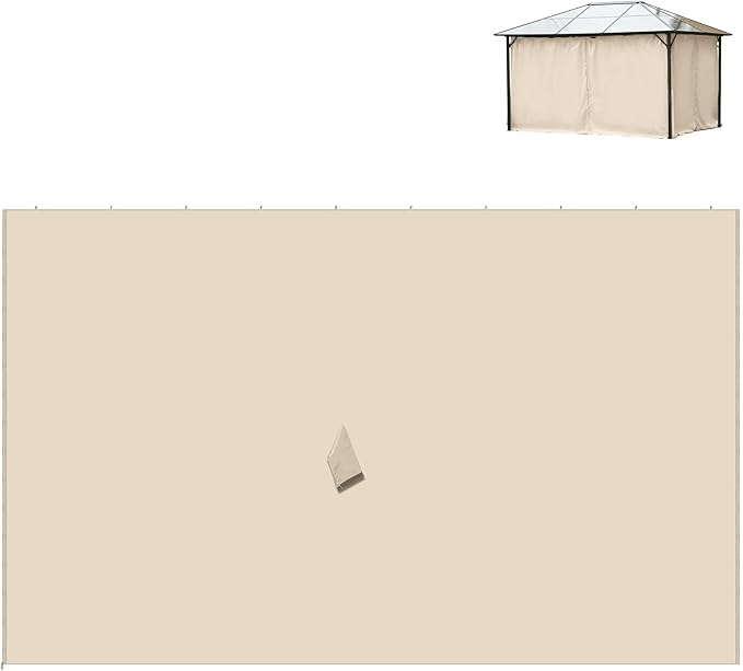 Outsunny 10' x 13' Universal Gazebo Sidewall Set with Panels, Hooks and C-Rings Included for Pergolas and Cabanas, Beige