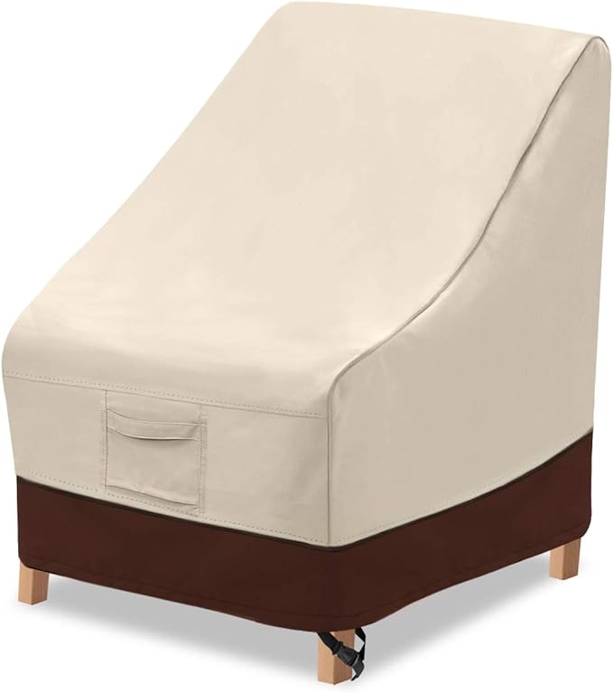 Vailge High Back Patio Chair Cover,Waterproof Outdoor Chair Covers,600D Heavy Duty Dining Cahir High-Back Chair Lawn Patio Furniture Cover - 35 L x 28W x 35" H , Beige & Brown