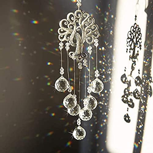 Tree of Life Crystal Prism Suncatcher Rainbow Maker Garden Decor | Crystal Suncatcher Rainbow Maker with Tree of Life Metal Prism for Garden Window Room Outdoor Decor Display