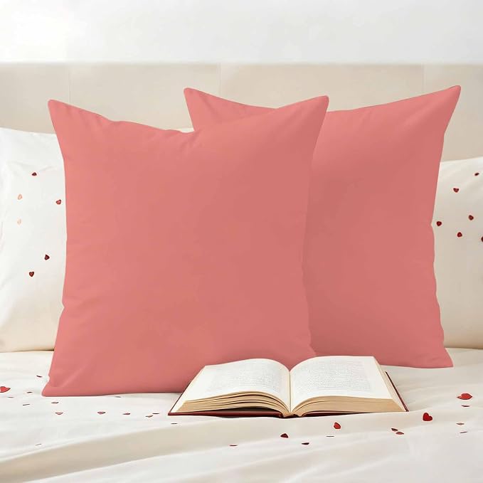 Peach Solid Outdoor Pillow Covers Set of 2 Waterproof Throw Pillow Cover Decorative Cushion Cases for Patio Porch Garden 24X24 Inch