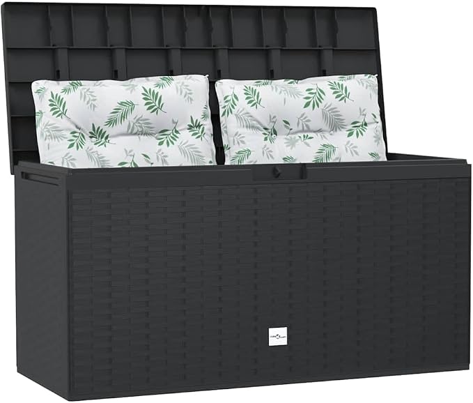 Deck Box 44.9"x18.5"x23.6" Anthracite Outdoor Storage Box Weatherproof Polypropylene Patio Storage Chest with Lockable Lid, 290 L Capacity for Garden, Balcony, Garage
