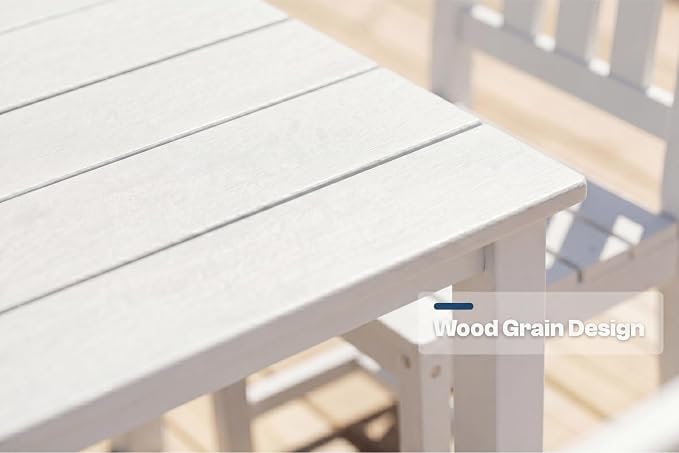 HDPE Outdoor Dining Set for 4, Square Table & Chairs Set | • All-Weather Polywood Composite • 410 lbs Heavy-Duty Support • Built-In 2" Umbrella Hole • Easy Soap-Water Wash