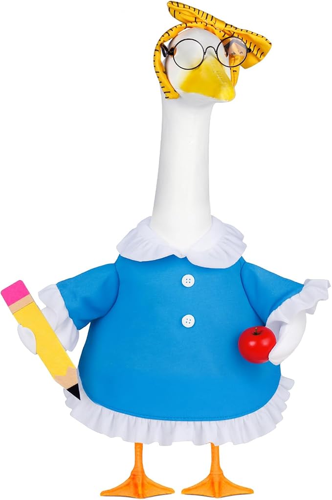 Back to School Porch Goose Outfits 23"/ 17'' Lawn Goose Teacher Clothes Cemment Geese Costume Garden Yard School Classroom Decor