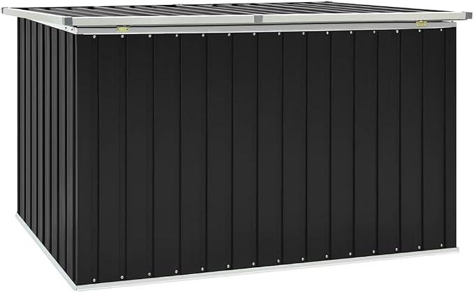 Large Outdoor Garden Storage Box, Galvanized Steel Deck Container for Patio Cushions, Pillows and Gardening Tools, Anthracite Gray, 67.3 x 39 x 36.6 Inches