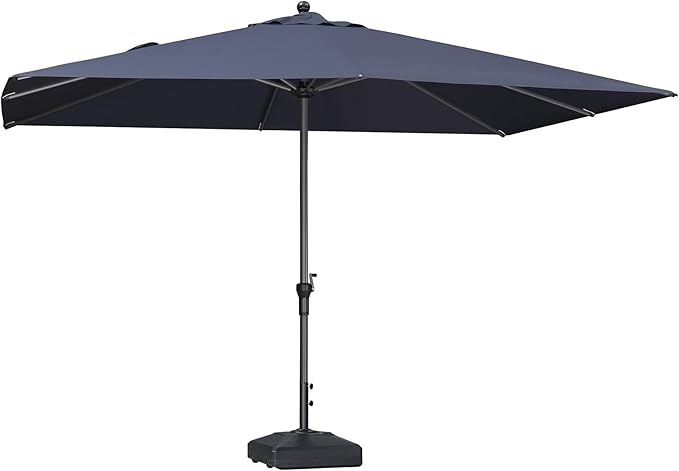 PURPLE LEAF 11.5' x 8' Patio Market Umbrella Outdoor Table Sun Umbrellas with Crank 8 Aluminum Sturdy Ribs for Pool Deck Backyard Beach Navy Blue