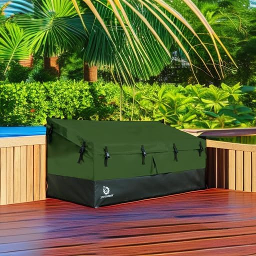 YardStash 143 Gallon Waterproof Deck Box, Portable Outdoor Storage Box for All Weather Tarpaulin Deck Box, Perfect for the Boat, Yard, Patio, or Camping – 143 Gallon, XL Green