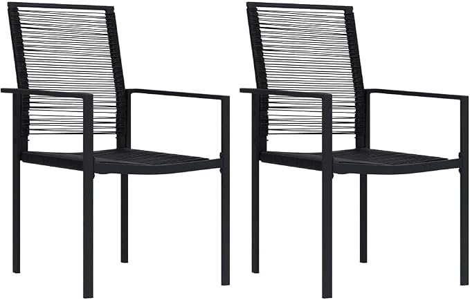 BOWERY HILL Contemporary 3-Piece Dining Set, Powder-Coated Steel Frame, Black Finish, Glass-Topped Table with 2 Chairs, Compact Outdoor Patio or Garden Furniture for Small Spaces