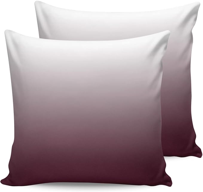 Prime Leader Outdoor Waterproof Pillow Covers Set of 2, Romantic Burgundy Gradient Patio Throw Pillow Covers, Decorative Cushion Case for Couch Sofa Furniture Garden, 16x16 Inch