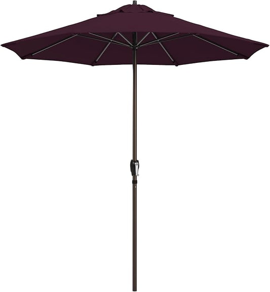 California Umbrella 10-Year Protection 7.5 Ft Outdoor Patio Umbrella, Pacifica Fade-Resistant Fabric, Auto-Tilt, Heavy Duty Aluminum Frame, 8 Reinforced Ribs for Pool or Deck, Bronze Pole, Purple