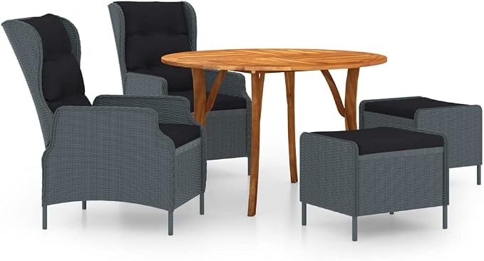 5 Piece Patio Dining Set,Outdoor Dining Set,Outdoor Furniture Sets,Patio Table and Chairs,Outdoor Coffee Table,Outdoor Patio Chairs,Front Porch Furniture,Modern Set,Patio Dining,Dark Gray