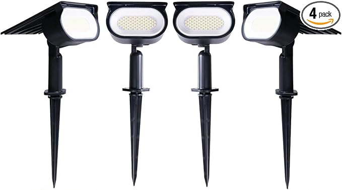 Solar Spot Lights Outdoor, 45 LEDs Landscape Lighting with Auto On/Off and 2 Lighting Modes, IP68 Waterproof Spotlights, Outdoor Solar Lights for Yard Garden, 4 Pack (Cool White)
