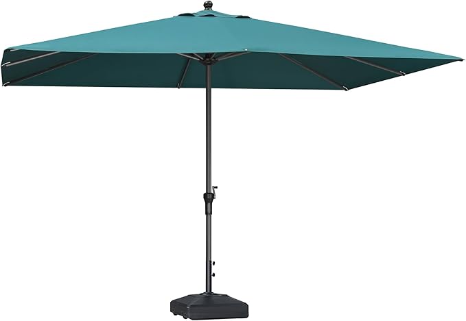 PURPLE LEAF 11.5' x 8' Rectangle Patio Market Umbrella with Base Outdoor Table Umbrellas Aluminum Frame Sun Shade with 8 Sturdy Ribs for Garden Deck Lawn Pool Green