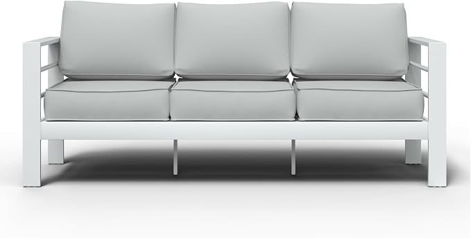 Aluminum Patio Furniture Set, 3-Seat Outdoor Furniture Set with 5 Inch Cushions, Patio Sets with Waterproof Covers for Backyard Garden(White)