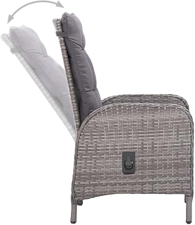 Afuera Living Contemporary 5-Piece Patio Dining Set, Weather-Resistant PE Rattan with Cushions, Gray Finish, Powder-Coated Frame, 31.5 x 31.5 x 29.5 in Table, Garden or Terrace Outdoor Dining