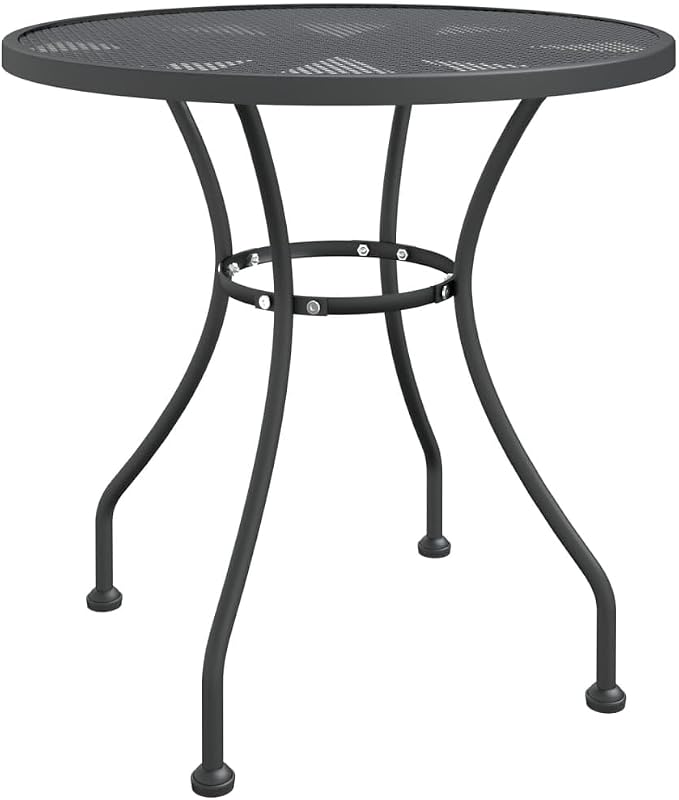3 Piece Patio Dining Set Expanded Metal Mesh Anthracite Outdoor Folding Chairs with 7 Position Adjustable Backrest E-Coating Weatherproof Table for Garden Balcony Backyard