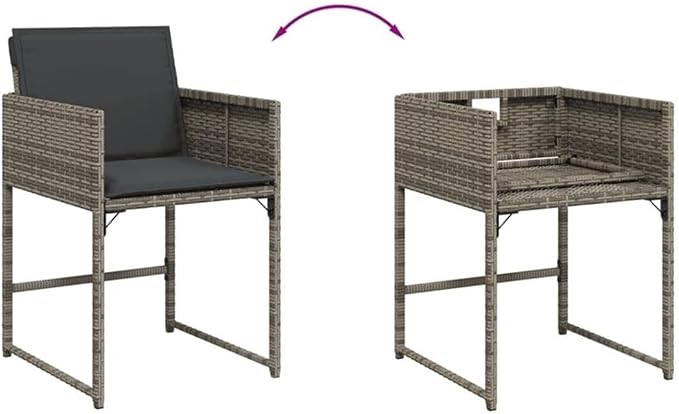 Afuera Living 7-Piece Rattan Garden Dining Set, Gray/Brown Finish, Acacia Wood and UV-Resistant PE Rattan, Includes Cushioned Chairs, Rectangular Table for Outdoor Patio or Garden Dining