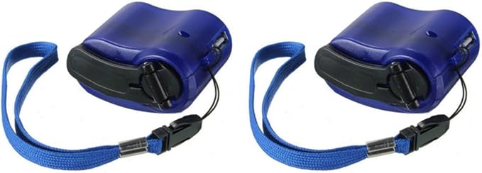 2-Pack Portable USB Hand Crank Charger Generator with Manual Dynamo Power Supply, Compact Lightweight ABS Design, 5.5V Output for Smartphones, Tablets, Outdoor Sudden Use, Built-in Flashlight
