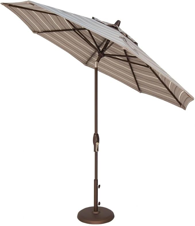 Treasure Garden 9-Foot Patio Umbrella - Outdoor Furniture Market Umbrella – Auto Tilt – Bronze Aluminum Frame (Obravia, Navy)