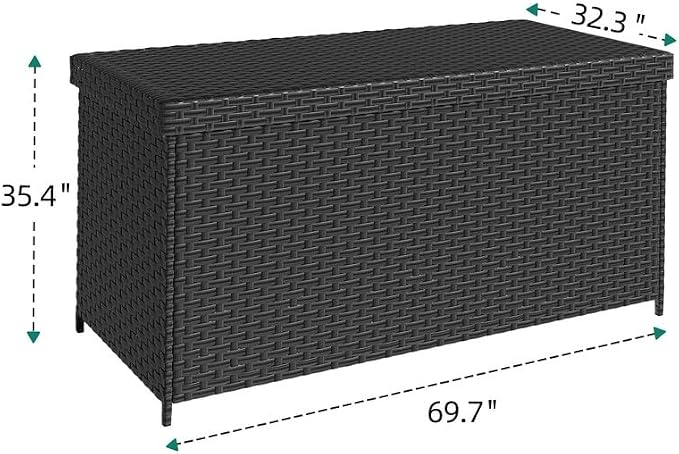 YITAHOME 260 Gallon Wicker Deck Box, XXL All-Weather Outdoor Storage Box, Extra Large Rattan Storage Bin for Patio Furniture, Outdoor Cushions, Pool Storage and Garden Tools (Black)