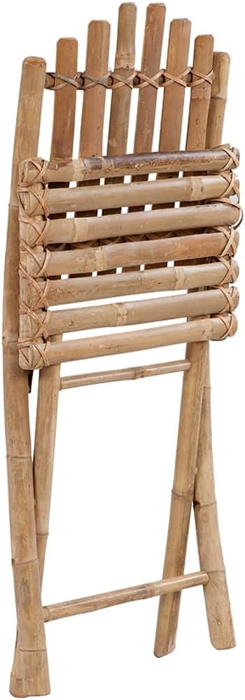 5 Piece Bamboo Folding Patio Dining Set with Waterproof Cushions for Outdoor Garden Deck or Backyard Space Saving Design