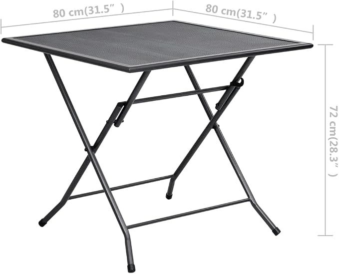 5 Piece Patio Dining Set, Metal Bistro Table and Chairs for Backyard Balcony, Powder Coated Steel Garden Furniture Set with 31.5 Inch Square Table, Anthracite