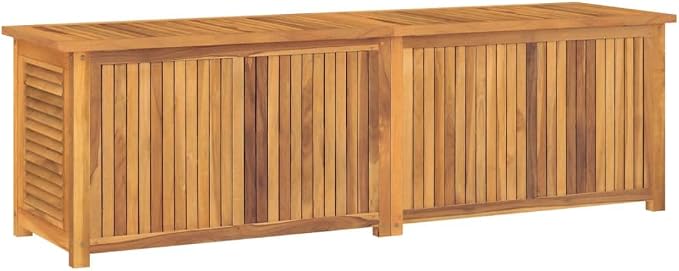 Wooden Patio Storage Box with Bag, Outdoor Box for Patio Furniture Cushion Storage, Wood Deck Box Storage Container with PE Bag Tool Organizer, 68.9"x19.7"x20.9"